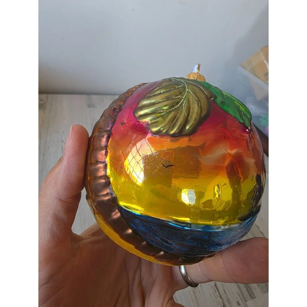 Surfer Hawaiian glass glitter ball ornament‎ remember Xmas tree large unique